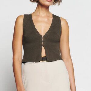 Reformation Myrtle Cotton Sweater Small Putty